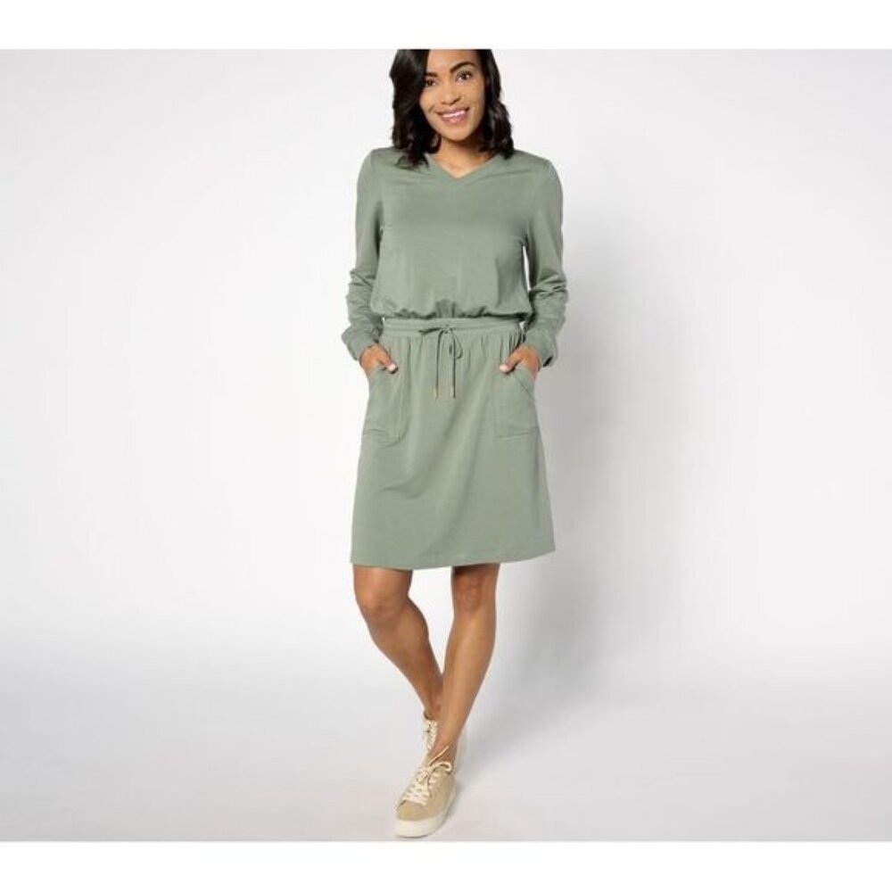 zuda Women's Dress Sz L Z-Knit Regular French Terry Green A634036